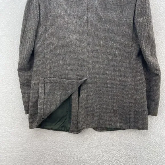 Vintage Kingsridge Tweed Blazer Mens 44R Wool Preppy Academia Leather Button USA - Picture 10 of 12